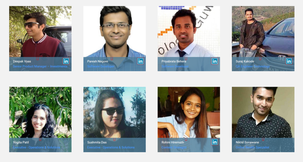 Fincash - team page design