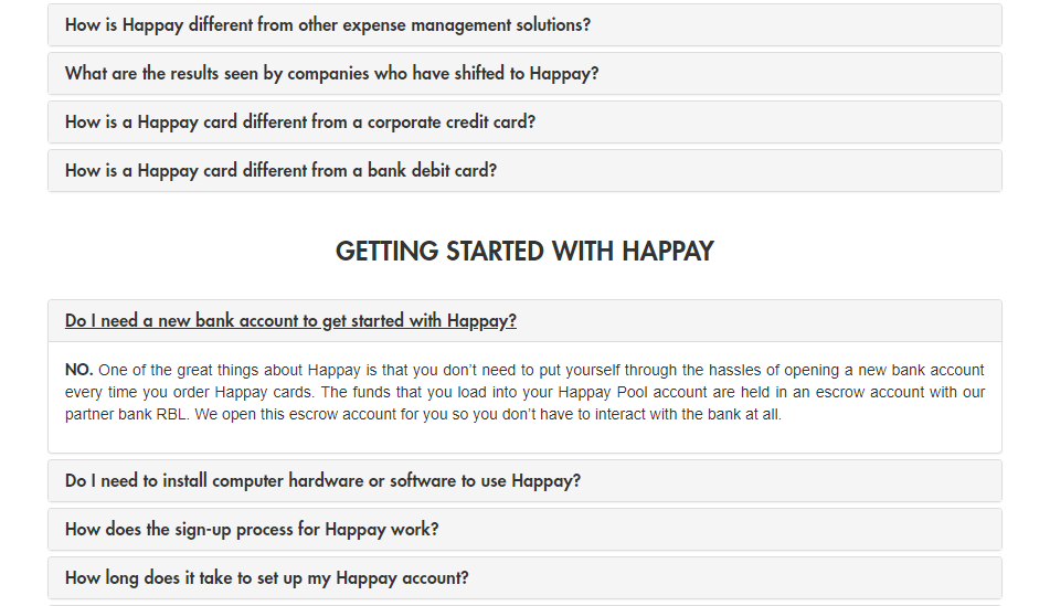 Happay - FAQ Page