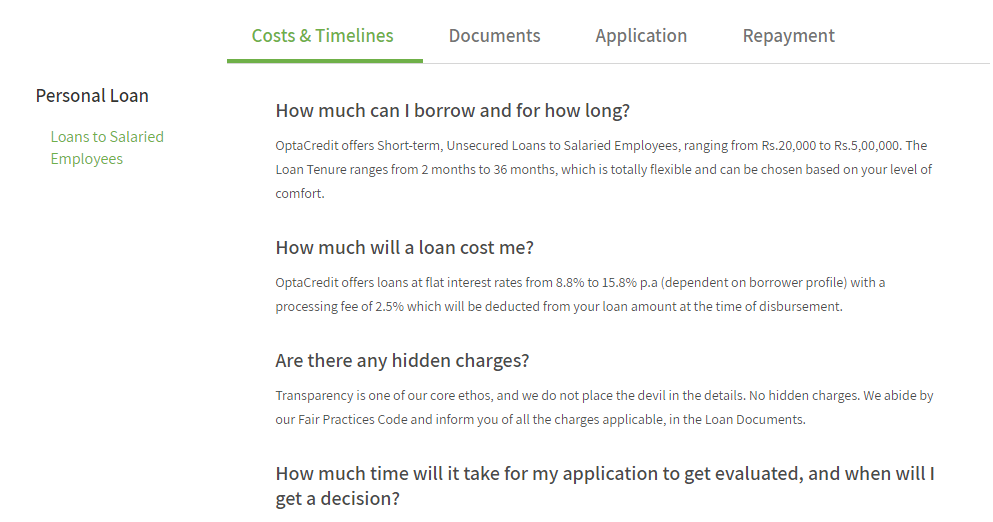 Optacredit - FAQ Page