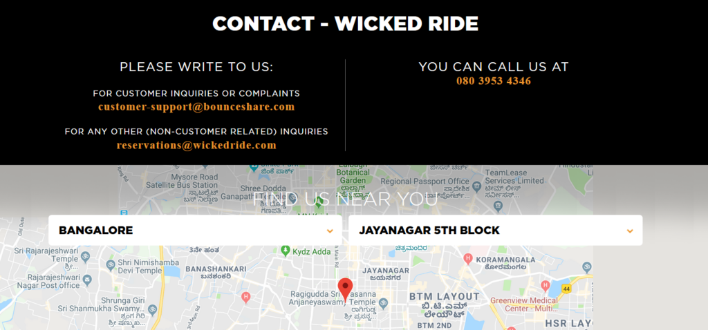 Wicked Ride - best contact us pages