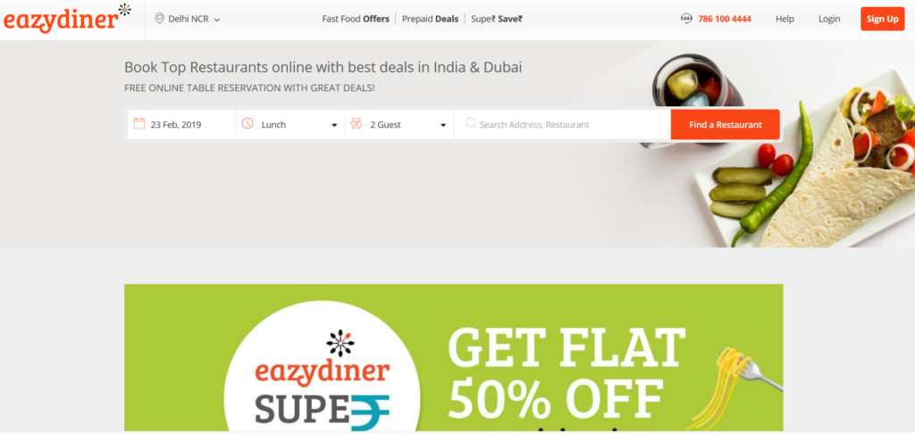 eazydiner - best homepage design