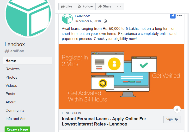 Lendbox - Facebook Page